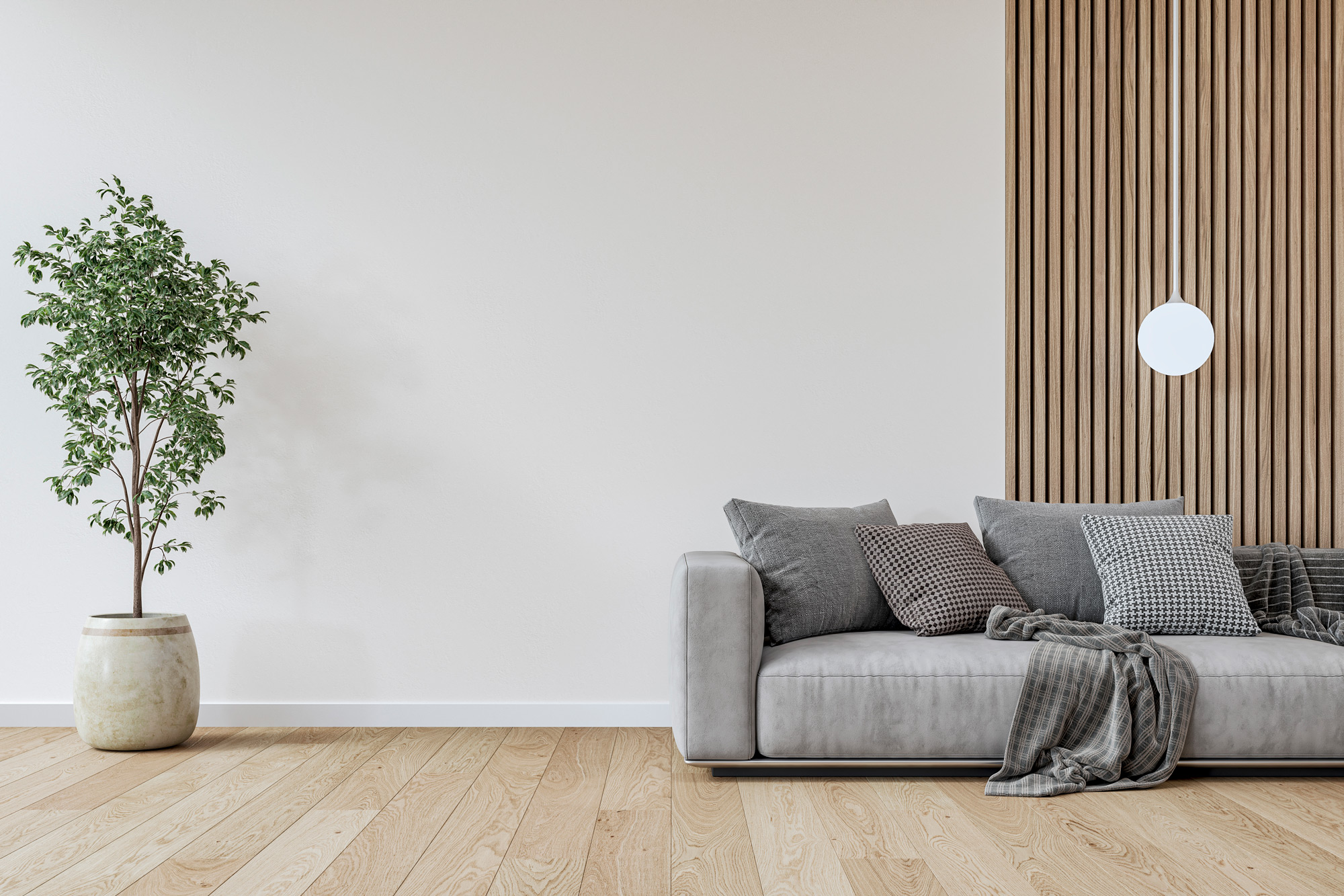 Ett elegant nystädat vardagsrum